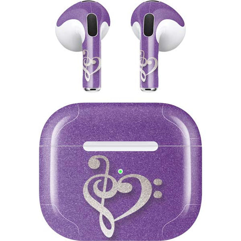 Purple Glitter Musical Heart Apple AirPods (3rd Gen 2021) Skin