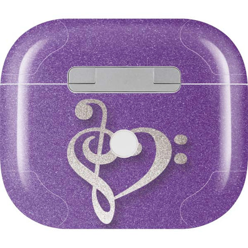 Purple Glitter Musical Heart Apple AirPods (3rd Gen 2021) Skin