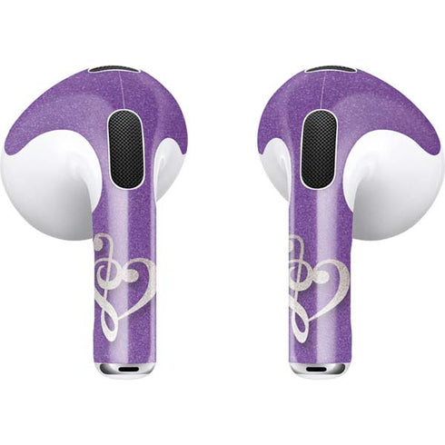Purple Glitter Musical Heart Apple AirPods (3rd Gen 2021) Skin