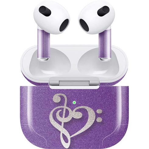Purple Glitter Musical Heart Apple AirPods (3rd Gen 2021) Skin