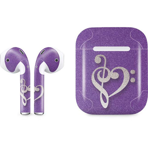 Purple Glitter Musical Heart Apple AirPods Skin