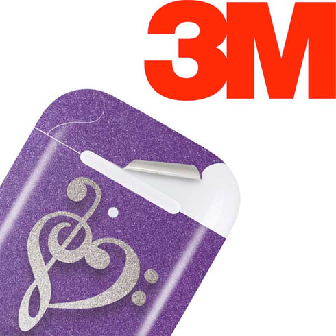 Purple Glitter Musical Heart Apple AirPods Skin