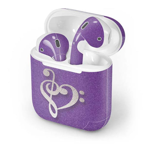 Purple Glitter Musical Heart Apple AirPods Skin