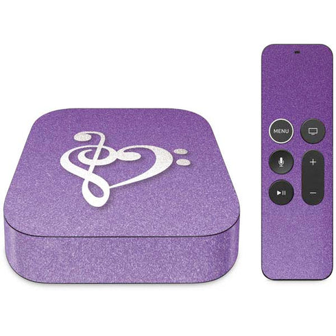 Purple Glitter Musical Heart Apple TV Skin