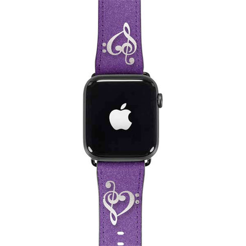 Purple Glitter Musical Heart Apple Watch Band 42-44mm