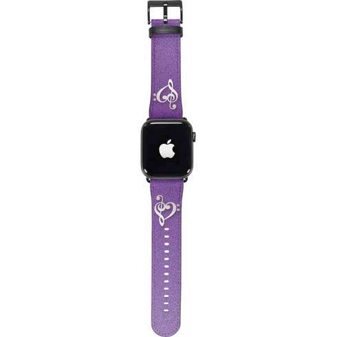 Purple Glitter Musical Heart Apple Watch Band 42-44mm