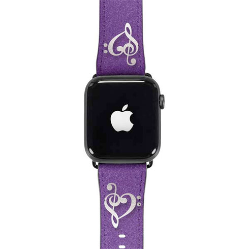 Purple Glitter Musical Heart Apple Watch Band 38-40mm
