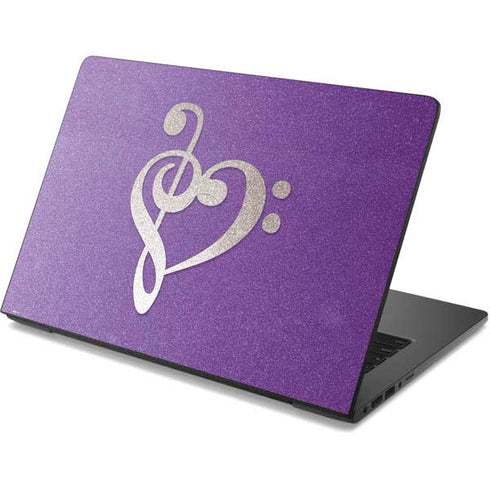 Purple Glitter Musical Heart Dell Chromebook Skin