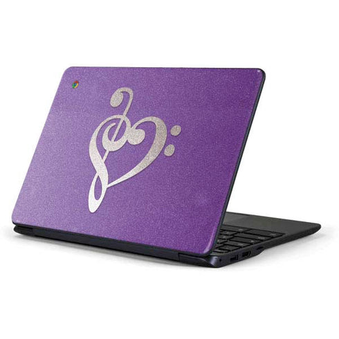 Purple Glitter Musical Heart Samsung Chromebook Skin