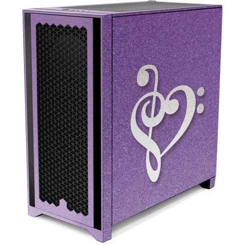 Purple Glitter Musical Heart Corsair 4000D Tempered Glass Mid-Tower ATX Case Skin