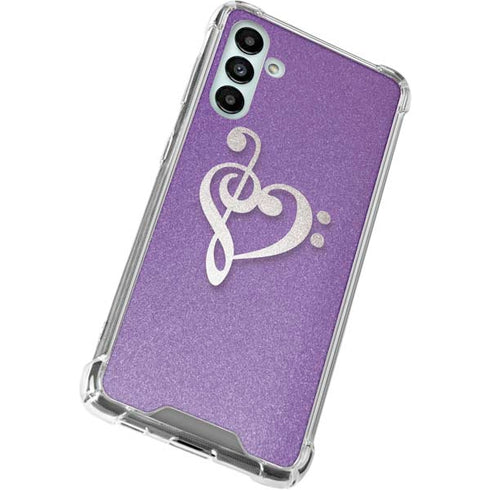 Purple Glitter Musical Heart Galaxy A13 5G Clear Case