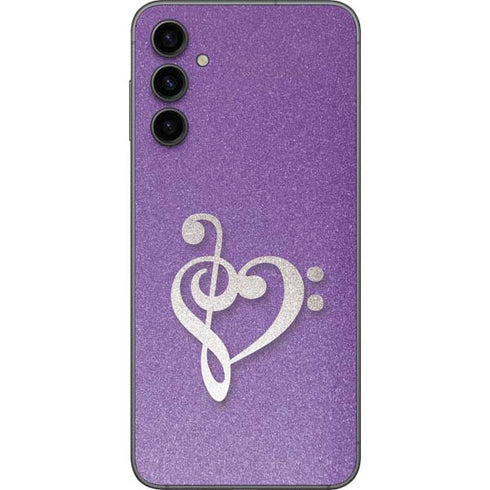 Purple Glitter Musical Heart Galaxy A14 5G Skin