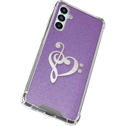 Purple Glitter Musical Heart Galaxy A15 5G Clear Case