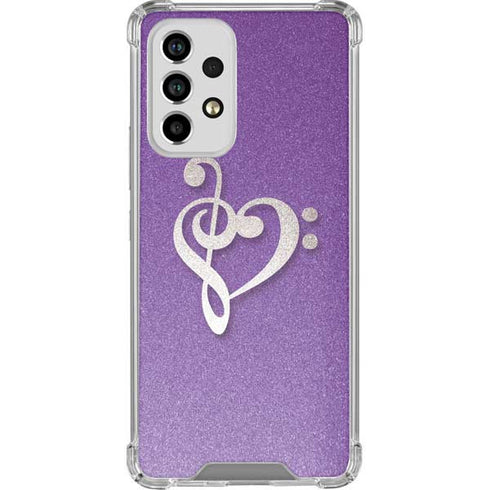 Purple Glitter Musical Heart Galaxy A33 5G Clear Case