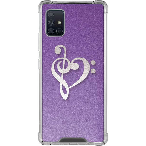 Purple Glitter Musical Heart Galaxy A51 5G Clear Case