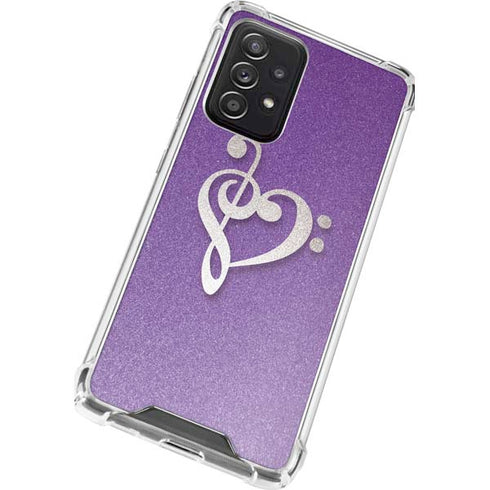 Purple Glitter Musical Heart Galaxy A52 5G Clear Case