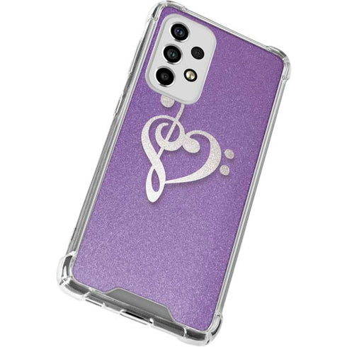 Purple Glitter Musical Heart Galaxy A53 5G Clear Case