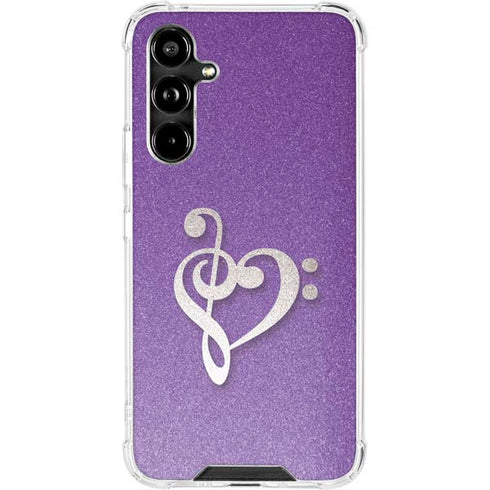 Purple Glitter Musical Heart Galaxy A54 5G Clear Case
