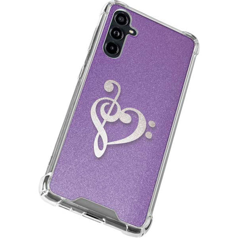 Purple Glitter Musical Heart Galaxy A54 5G Clear Case