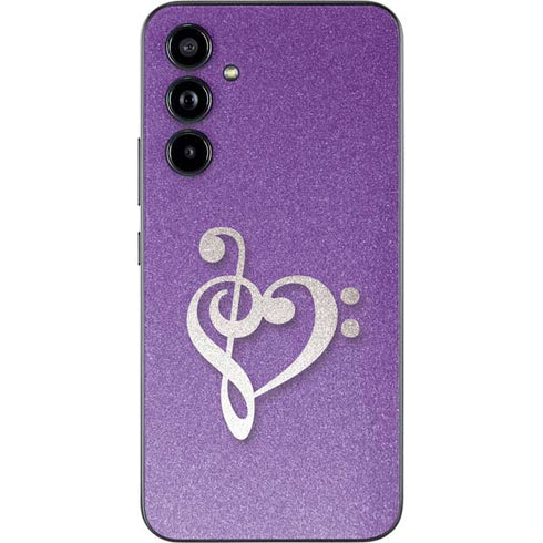 Purple Glitter Musical Heart Galaxy A54 5G Skin