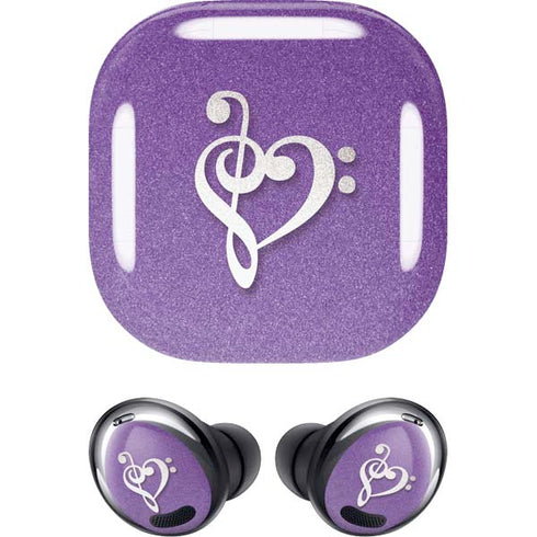 Purple Glitter Musical Heart Galaxy Buds Pro Skin