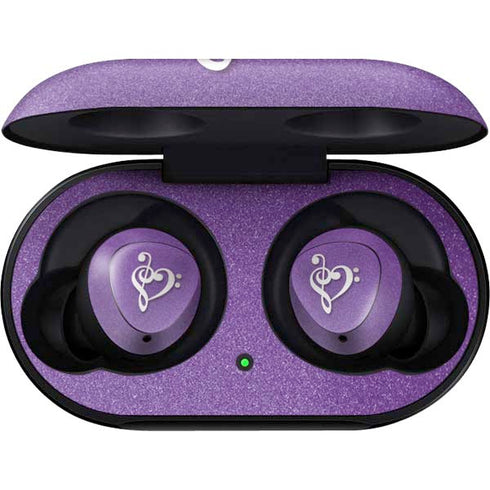 Purple Glitter Musical Heart Galaxy Buds Skin