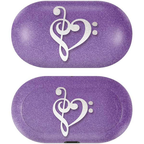 Purple Glitter Musical Heart Galaxy Buds Skin