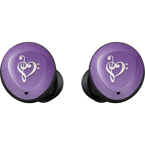 Purple Glitter Musical Heart Galaxy Buds Skin