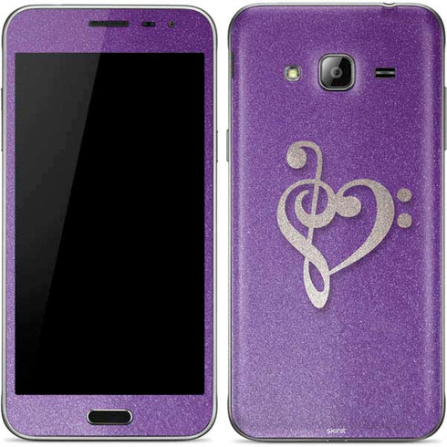 Purple Glitter Musical Heart Galaxy J3 Skin