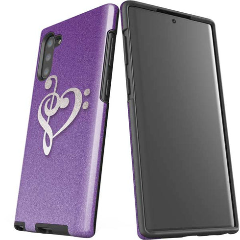 Purple Glitter Musical Heart Galaxy Note 10 Pro Case