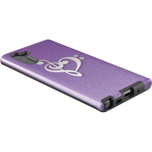 Purple Glitter Musical Heart Galaxy Note 10 Pro Case