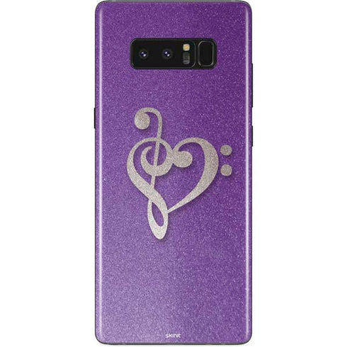 Purple Glitter Musical Heart Galaxy Note 8 Skin