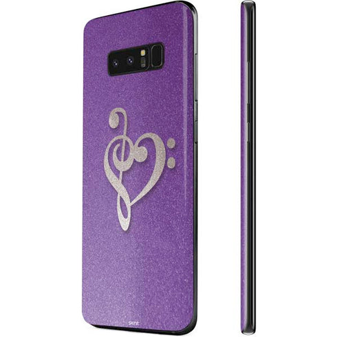 Purple Glitter Musical Heart Galaxy Note 8 Skin