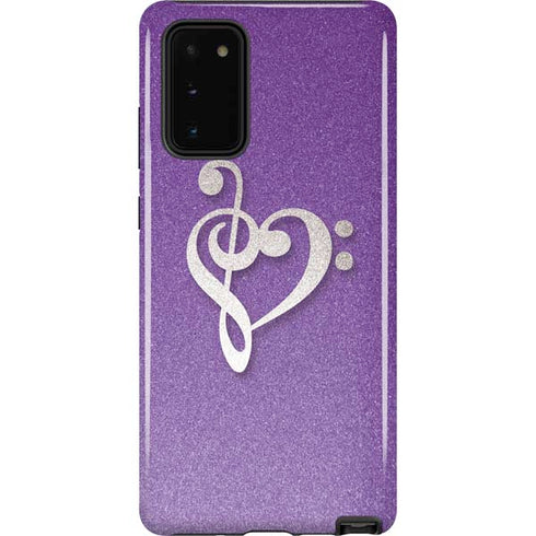 Purple Glitter Musical Heart Galaxy Note20 5G Pro Case
