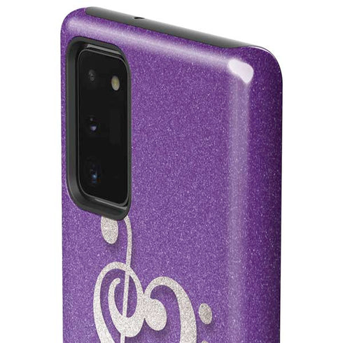 Purple Glitter Musical Heart Galaxy Note20 5G Pro Case