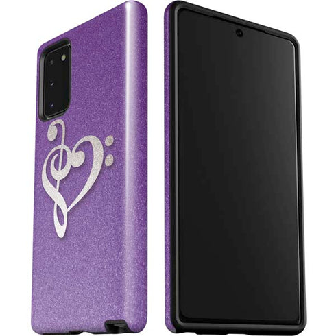Purple Glitter Musical Heart Galaxy Note20 5G Pro Case