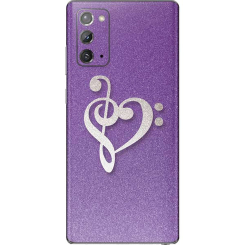 Purple Glitter Musical Heart Galaxy Note20 5G Skin