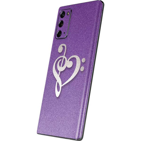 Purple Glitter Musical Heart Galaxy Note20 5G Skin