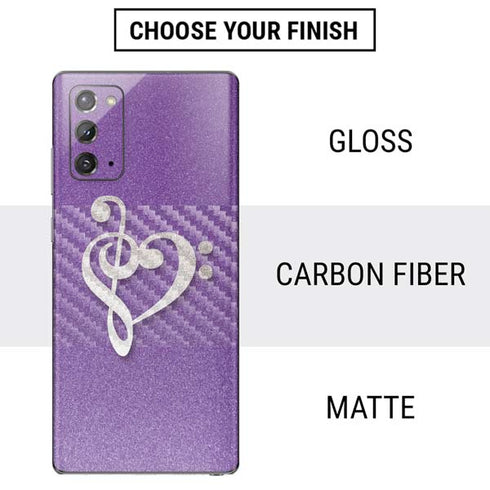Purple Glitter Musical Heart Galaxy Note20 5G Skin