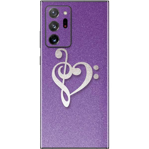 Purple Glitter Musical Heart Galaxy Note20 Ultra 5G Skin