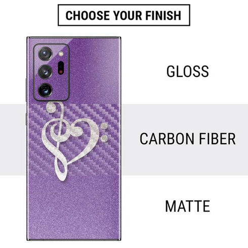 Purple Glitter Musical Heart Galaxy Note20 Ultra 5G Skin