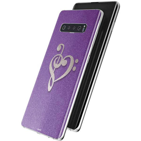 Purple Glitter Musical Heart Galaxy S10 Plus Skin