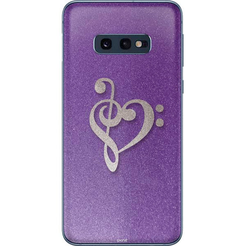 Purple Glitter Musical Heart Galaxy S10e Skin