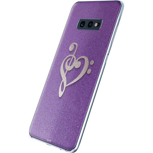 Purple Glitter Musical Heart Galaxy S10e Skin