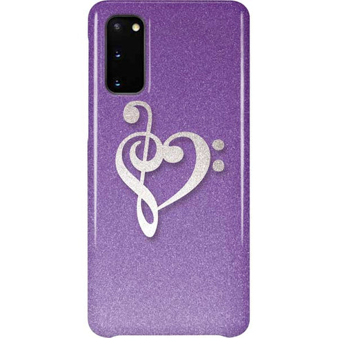 Purple Glitter Musical Heart Galaxy S20 Lite Case