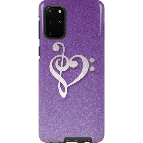 Purple Glitter Musical Heart Galaxy S20 Plus Pro Case