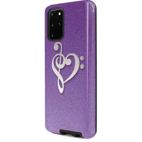 Purple Glitter Musical Heart Galaxy S20 Plus Pro Case