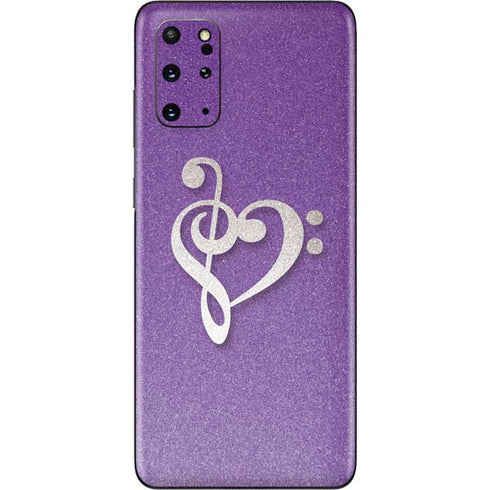 Purple Glitter Musical Heart Galaxy S20 Plus Skin