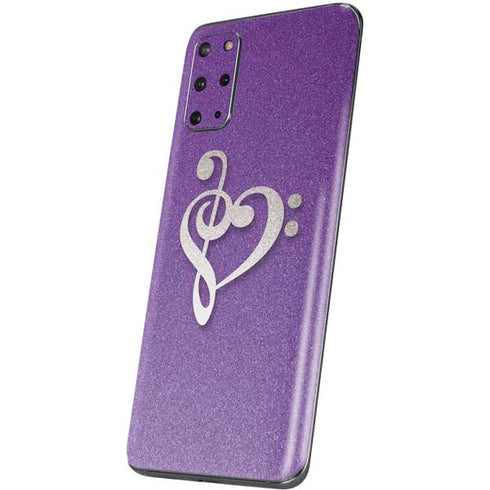 Purple Glitter Musical Heart Galaxy S20 Plus Skin