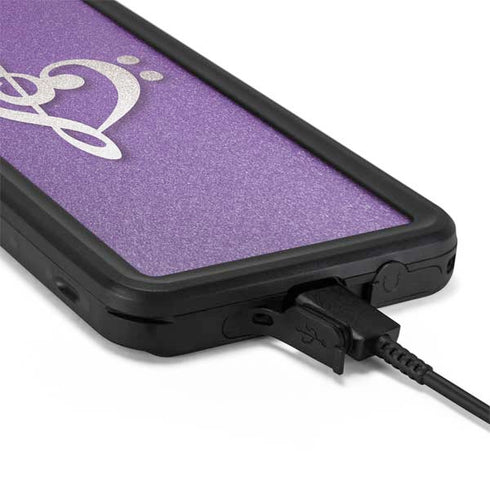 Purple Glitter Musical Heart Galaxy S20 Plus Waterproof Case